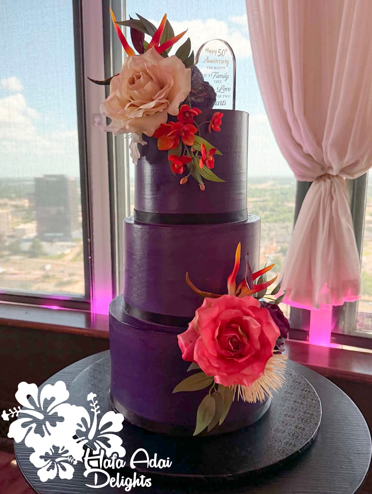 Royal Purple Elegance — Anniversary cake